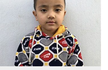 Paurakh Budhamagar, age 5, from Bhajani 4, Khailad, Nepal